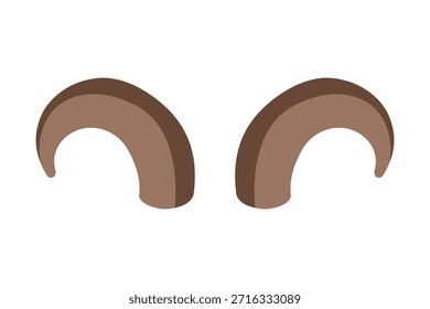 Chifres de carneiro castanho. Ilustração de desenho animado de vetor plano para o zodíaco Áries, animais de fazenda ou design de personagem de fantasia