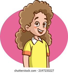 brown curly haired girl vector illustration