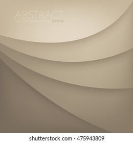 Brown curve line overlap paper layer vector background with space for artwork design
