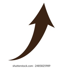 Signo de Vector curvo marrón de la flecha aislado sobre fondo blanco. Flecha apuntando hacia arriba. ilustración simple.