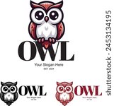 Brown Cute Big Eyes Owl Logo