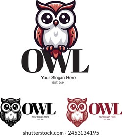 Brown Cute Big Eyes Owl Logo