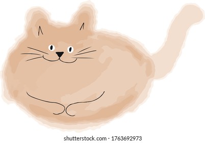 A brown cute cat doodle.