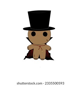 personaje de muñeca marrón lindo con atuendo mágico y sombrero mágico