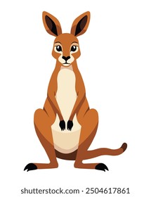 Brown cute kangaroo vector illustration on a white background. Perfect for wildlife and animal-themed designs.