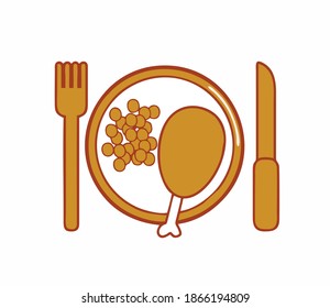 Brown cutlery with white background