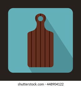 Brown cutting board icon in flat style on a light blue background
