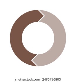 Brown cycle diagram with arrows 2 steps pie chart or circle graph for business presentation concept. Progress for marketing and education goal vector.