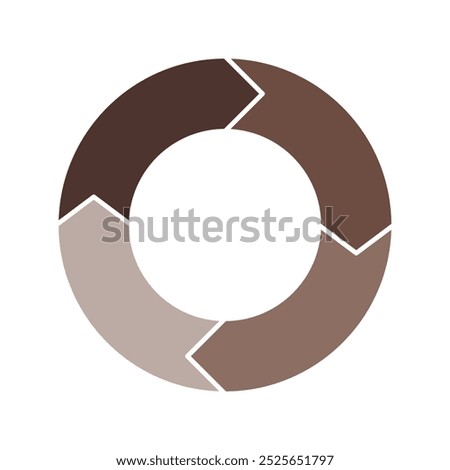 Brown cycle diagram with arrows 4 steps pie chart or circle graph for business presentation concept. Progress for marketing and education goal vector.