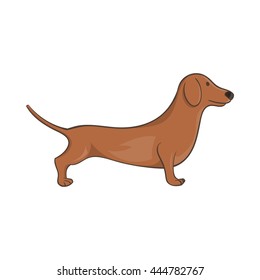 Brown dachshund dog icon in cartoon style on a white background