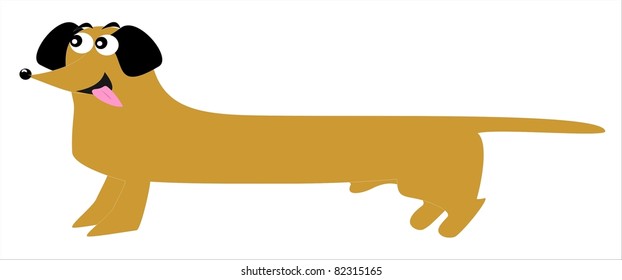 brown dachshund, humorous illustration, vector icon