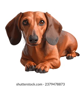 Brown dachshund. Isolated cutout on a transparent background