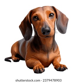 Brown dachshund. Isolated cutout on a transparent background