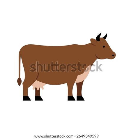 Brown Dairy Cow Vector Illustration Isolated on White