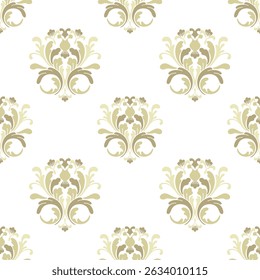 Brown damask vector seamless pattern element. Elegant luxury Victorian texture for wallpapers, backgrounds, and page fill. Baroque style.