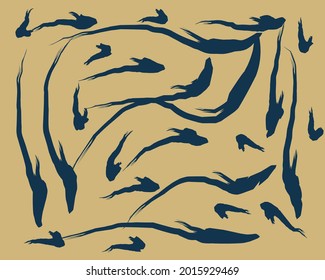 Pintura abstracta de arte marrón y azul oscuro para la decoración de las paredes.