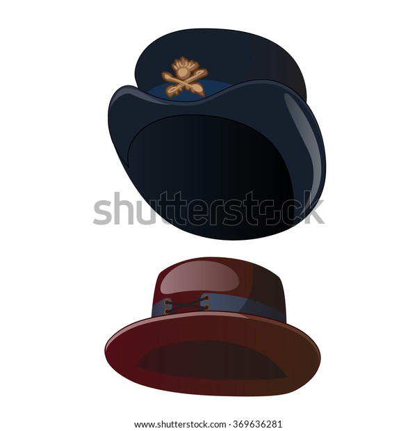 Brown Dark Blue Hat Retro Style Stock 