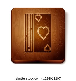 Brown Deck of playing cards icon isolated on white background. Casino gambling. Wooden square button. Vector Illustration