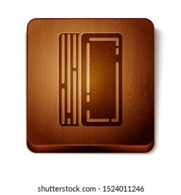 Brown Deck of playing cards icon isolated on white background. Casino gambling. Wooden square button. Vector Illustration