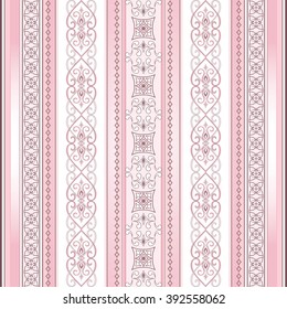 Brown decorative seamless border on a light pink background.  