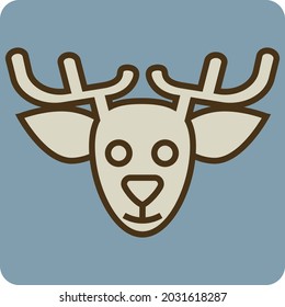 Cabeza de ciervo marrón, ilustración, vector, sobre un fondo blanco.