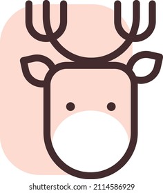 Brown deer head, illustration, vector on a white background.