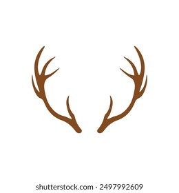 Icono de cuernos de ciervo marrón. Cornamentas de venado. Ilustración vectorial.