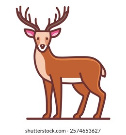 Brown deer icon. Cartoon illustration of moose vector sign for web design