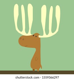 Brown deer, illustration, vector on white background.