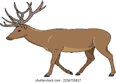 brown deer vector with big horn