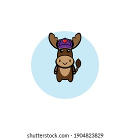 Brown deer vector design wearing a hat