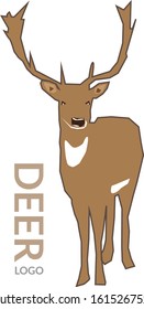 Brown deer whole outline logo vector