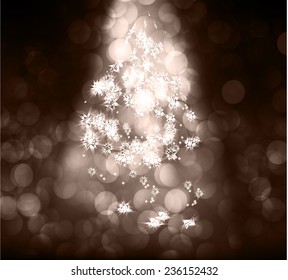 Brown Defocused Light, Flickering Lights, Vector abstract festive background with bokeh defocused lights. 