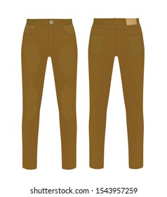 Brown denim pants. vector illustration