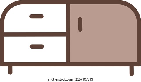 Brown deocrative nightstand, illustration, vector on a white background.