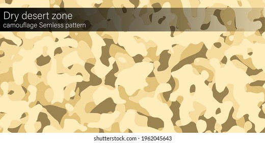 Brown desert camouflage seamless pattern, banner area space for text. Designed texture and modern colorful wallpaper.