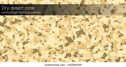 Brown desert camouflage seamless pattern, banner area space for text. Designed texture and modern colorful wallpaper.