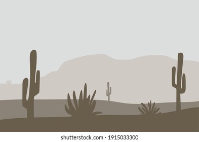 brown desert landscape with cactus