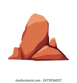 Brown desert rock vector illustration, cartoon style image, nature landscape graphic elements