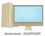 Brown desktop computer. vector illustration