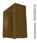 Brown desktop computer. vector illustration