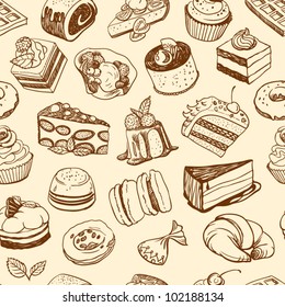 Brown Desserts Seamless Pattern