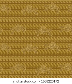 Brown detailed Javanese Batik pattern for clothing. Waxing art.