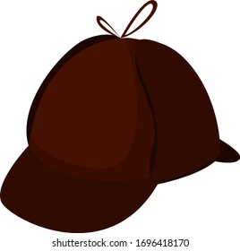Brown Detective Cap, Illustration, Vector On White Background