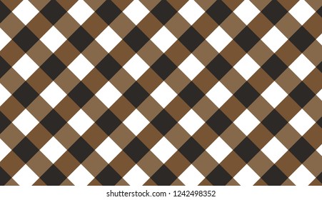 Brown diagonal gingham pattern.Texture from rhombus for - plaid, tablecloths, clothes, shirts, dresses, paper, bedding, blankets, quilts and other textile products.Vector illustration.EPS-10.