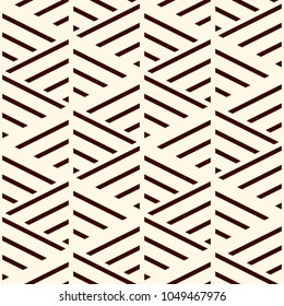 Brown Diagonal Lines On White Background. Seamless Surface Pattern Design With Linear Ornament. Slanted Strokes Wallpaper. Hash Stroke Motif. Digital Paper With Angled Stripes For Print. Vector Art