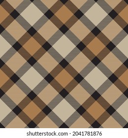 Brown Diagonal Plaid Tartan textured Seamless pattern design suitable for fashion textiles and graphics
