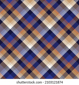 Marrón Diagonal Plaid Tartán texturado Diseño de patrón sin soldadura adecuado para textiles de moda y gráficos