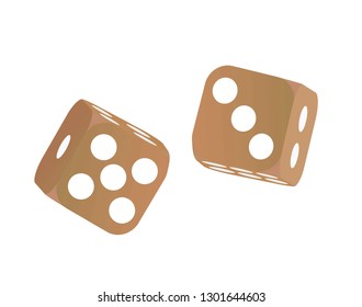 Brown dices. vector illustration