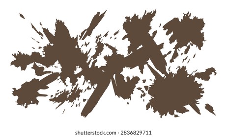 brown dirt splatter vector graphic element with liquid splash effect and isolated transparent background